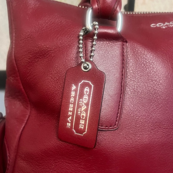 Coach Archive Legacy Dark Red Satchel Handbag Kisslocks - Picture 5 of 14